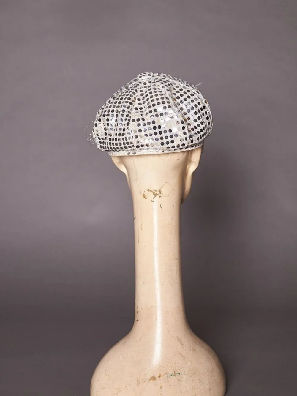1980s Silver Sequin Beret Cap Hat